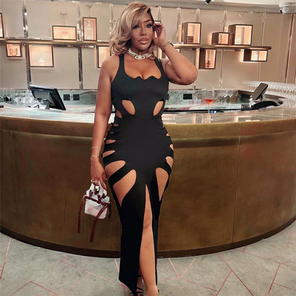 ZARA Spring Fashion Cutout Low Neck High Waist Bodycon Slit Long Dress
